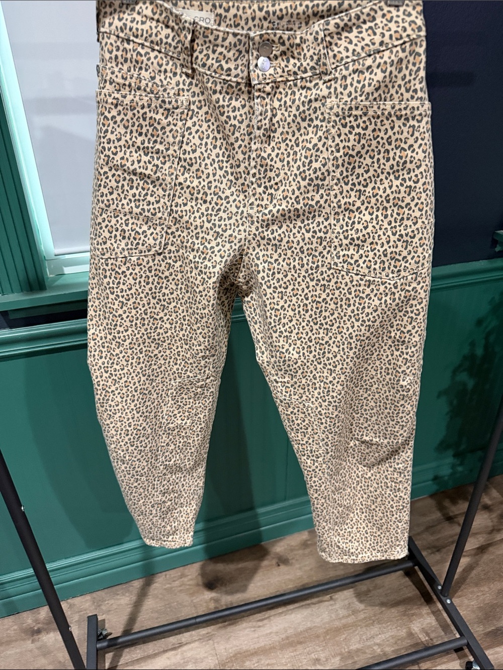 Pilcro Leopard Print Cropped Pants in Tan and Black